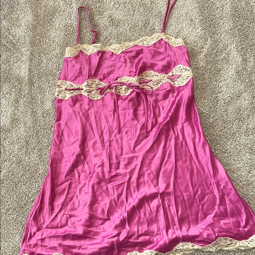 Pink Lace Trim Chemise